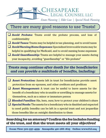 Reasons to Use Trusts pamphlet